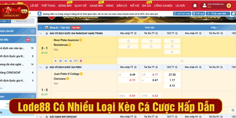 Bet thủ có cơ hội cược nhiều loại kèo
