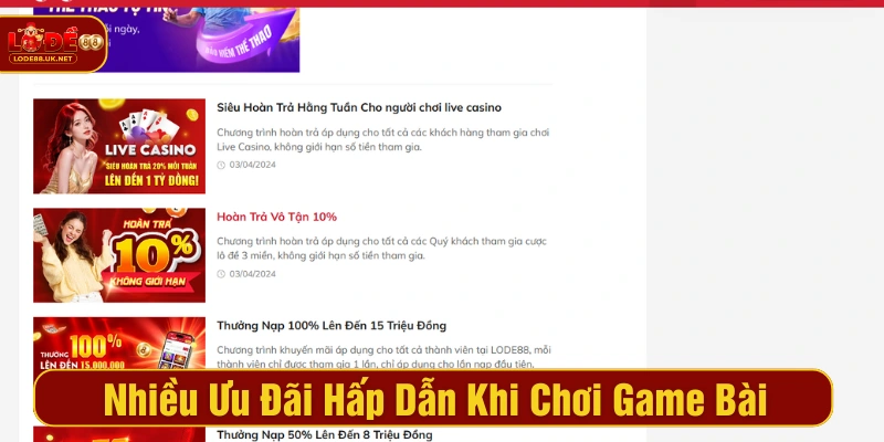 Nhiều chương trình ưu đãi cho các thành viên khi tham gia đặt cược