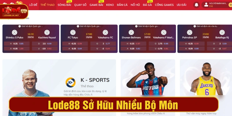 Lode88 sở hữu nhiều bộ môn thể thao hấp dẫn