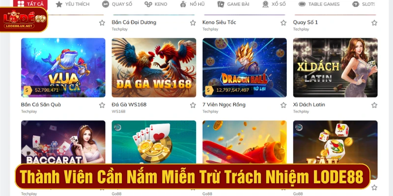 Lý do người chơi nên nắm miễn trừ trách nhiệm LODE88
