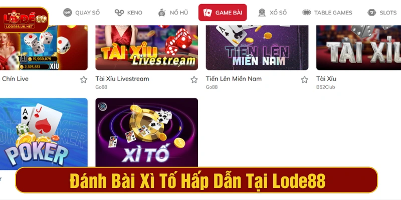Đánh bài xì tố hấp dẫn tại Lode88